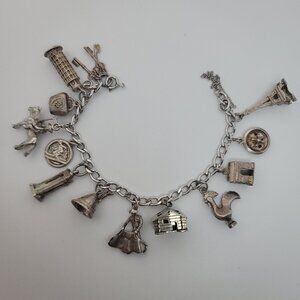 Antique Sterling Charm Bracelet (43.7g)